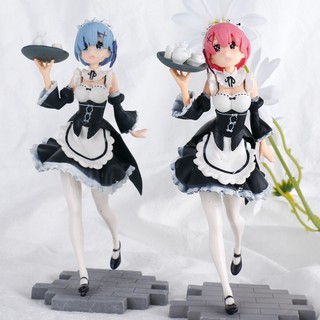 Mô hình đồ chơi nhân vật re: life in different world from zero ram rem mặc tạp dề pvc 17.5cm
