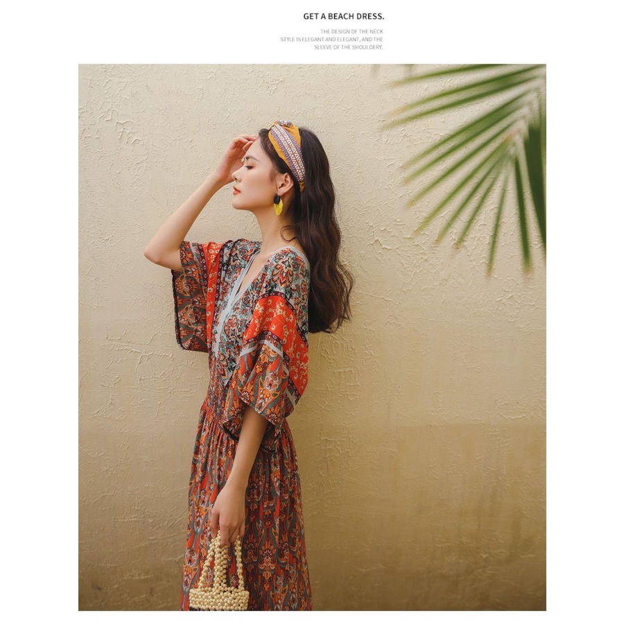 Chân Váy Dài Họa Tiết Thổ Cẩm Phong Cách Bohemian Dành Cho Nữ
