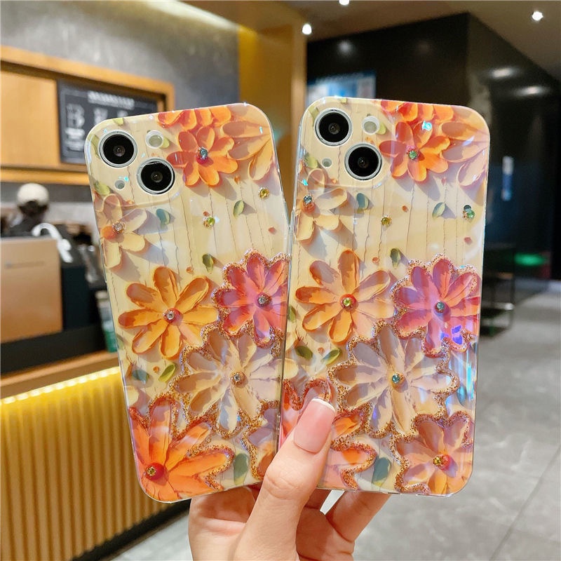 Ins style Oil painting daisy Phone Case compatible for iPhone11 11ProMax 13 13Pro 13ProMax Soft XS X XR 12 12Pro 12ProMax 14 14Pro 14ProMax