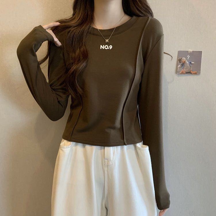 Áo Thun Tay Dài Màu Trắng Dáng Ôm Cỡ Lớn Thời Trang Thu Đông Mới Cho Nữ