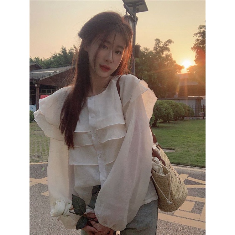 Áo Sơ Mi Chiffon Cổ Búp Bê Phong Cách Pháp Thời Trang Mùa Xuân 2023 4.11