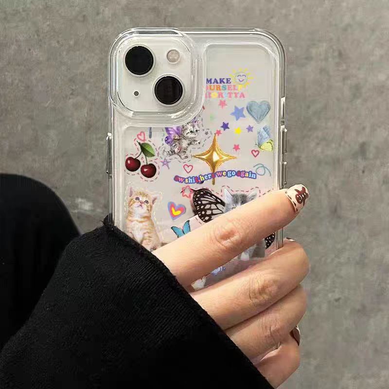 Ốp Điện Thoại Silicon TPU Mềm Trong Suốt In Hình Mèo Dễ Thương Cho IPhone 14 13 12 11 Pro Max XS XR X 8 7 6S Plus SE 2020