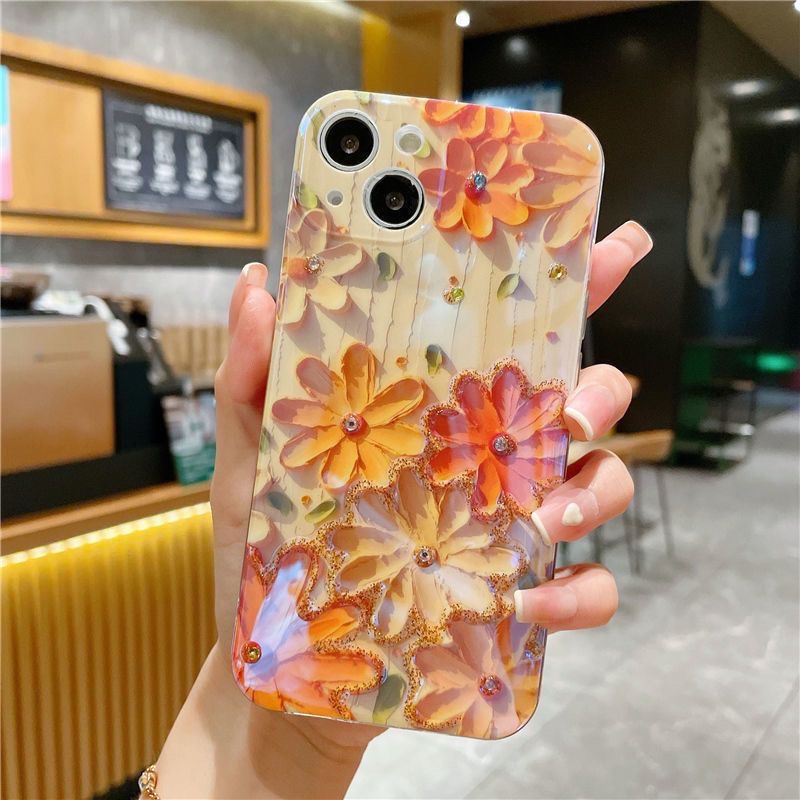 Ins style Oil painting daisy Phone Case compatible for iPhone11 11ProMax 13 13Pro 13ProMax Soft XS X XR 12 12Pro 12ProMax 14 14Pro 14ProMax