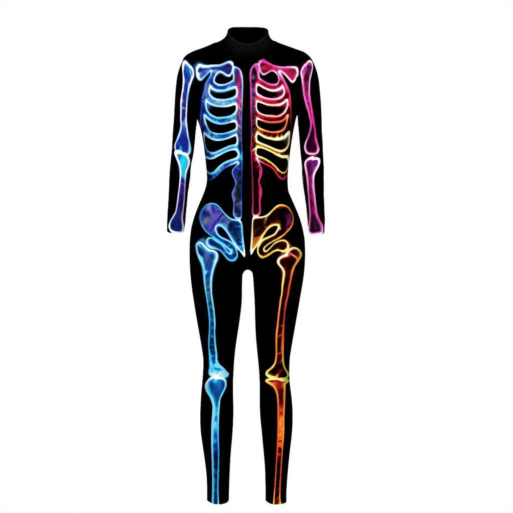 Bộ Áo Liền Quần Thể Thao Dáng Ôm In Hoạt Hình Người Nhện Màu Đen Thời Trang Dự Tiệc Halloween Cho Nữ