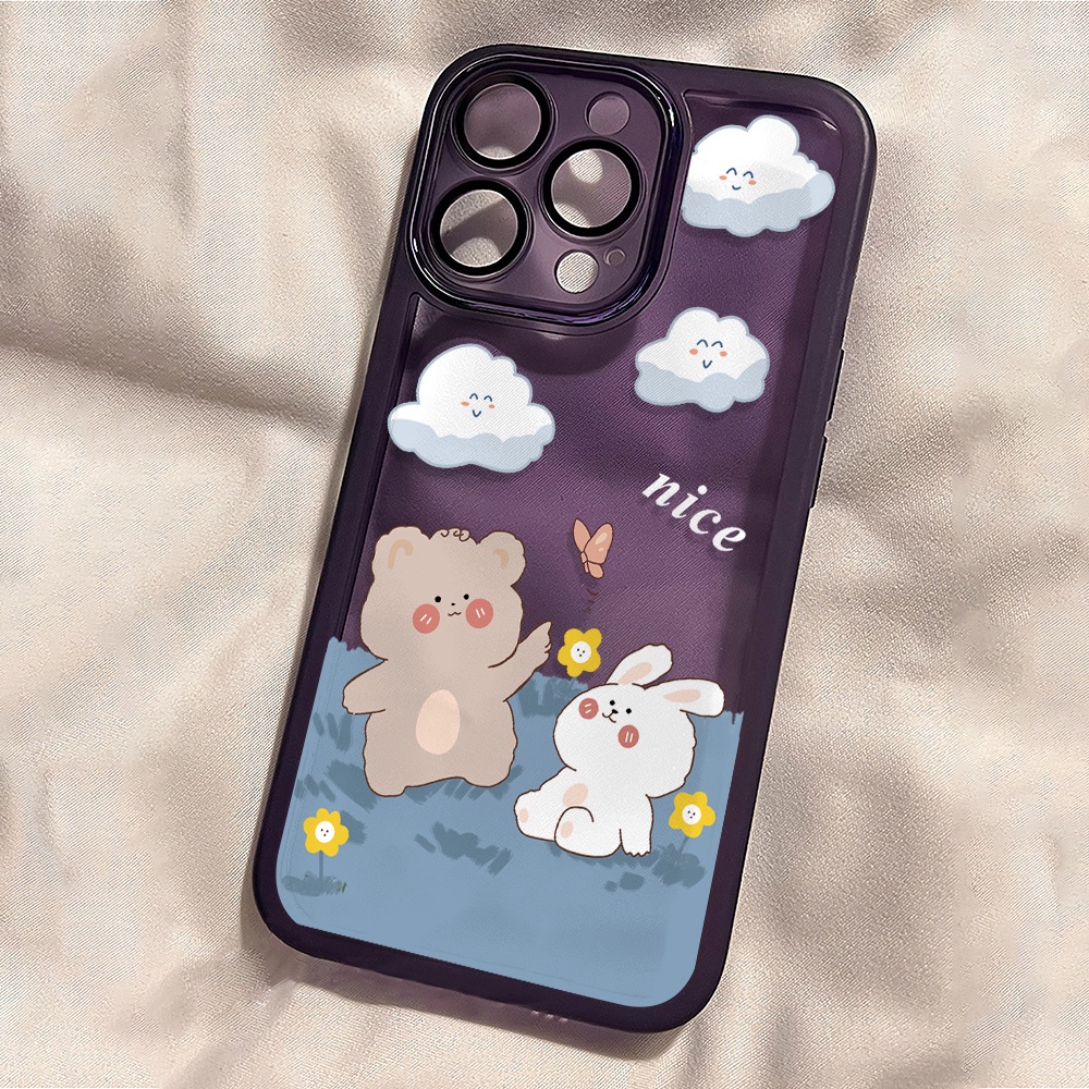 Miếng Dán Bảo Vệ lens Chụp Hình Bằng Kim Loại Hình Gấu / Thỏ / Đám Mây Cho iphone 14promax 11 13 12 7