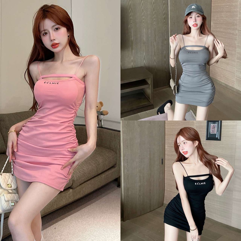 Đầm Dây In Chữ Dáng Ôm Thời Trang Quyến Rũ Dành Cho Nữ