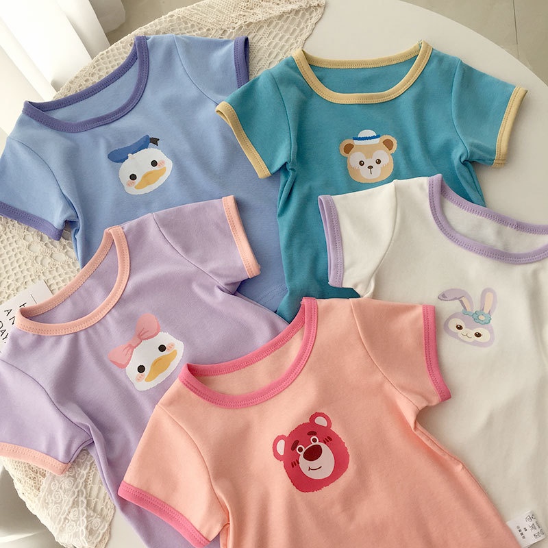 80-130cm Phong Cách Mùa Hè Thời Trang Bé Gái Dễ Thương Bé Gái Tay Ngắn Top Mùa Hè Áo Thun Trẻ Em Trẻ Em Cổ Tròn Nửa Tay Áo Sơ Mi