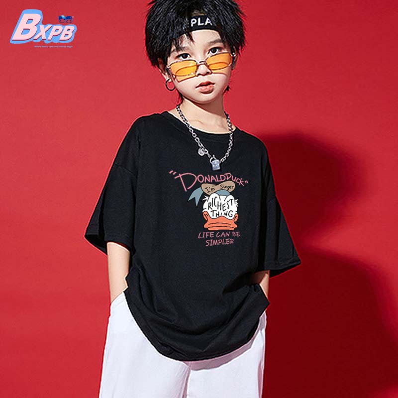 Áo Thun Cotton Tay Ngắn Dáng Rộng In Hình Vịt Donald Thời Trang Cho Bé 3-15 Tuổi 110-17 Tuổi