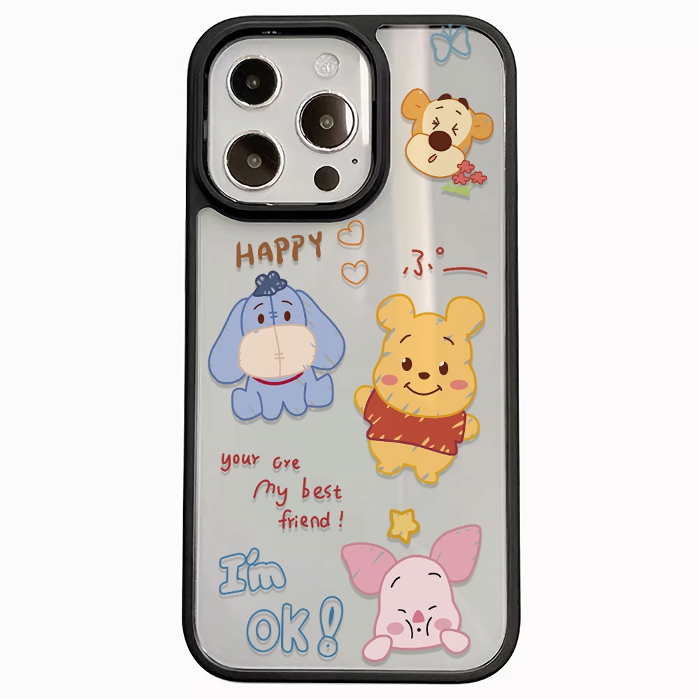 Ốp Điện Thoại Nhựa Acrylic Cứng Trong Suốt Hình Winnie the Pooh Cho iphone 14promax 11 13 12 7Plus 8 X XS Max