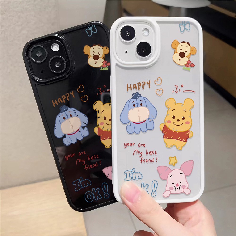 Ốp Điện Thoại Nhựa Acrylic Cứng Trong Suốt Hình Winnie the Pooh Cho iphone 14promax 11 13 12 7Plus 8 X XS Max