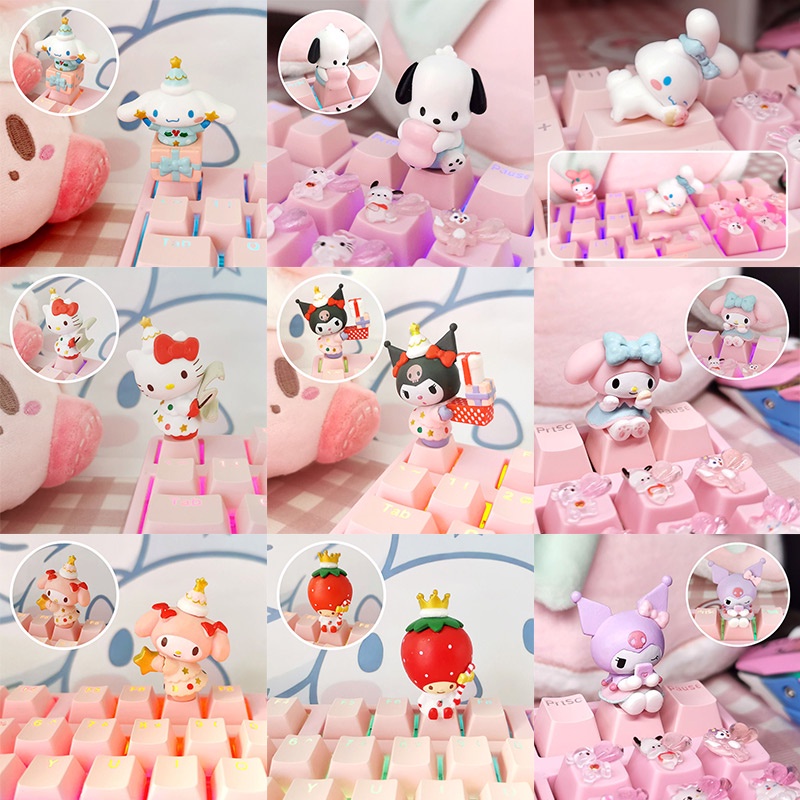 Bộ Phím Cơ Sanrio Hình Nhân Vật Kuromi Cinnamoroll Hello Kitty Dễ Thương