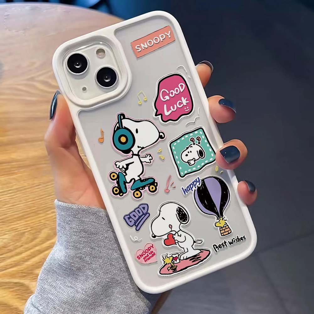 Ốp Điện Thoại Cứng Trong Suốt In Hình Snoopy Cho iphone 14promax 11 13 12 7Plus 8 X XS Max