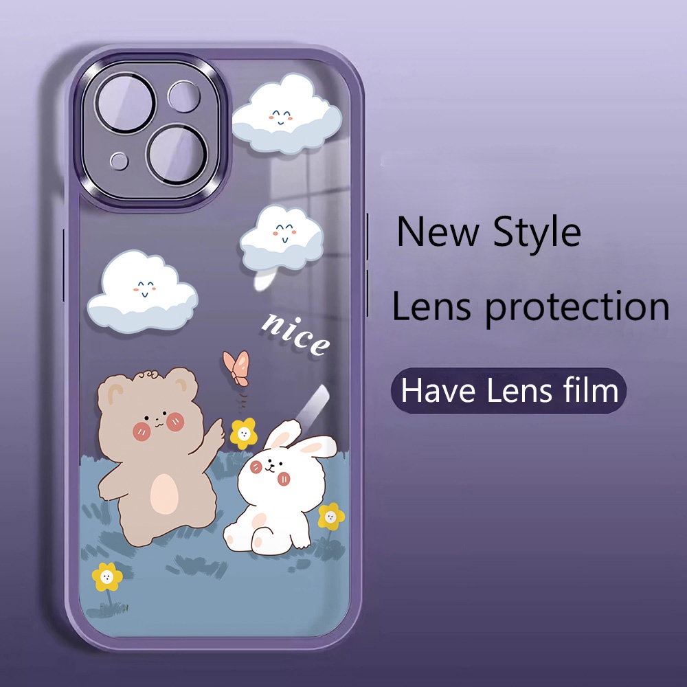 Miếng Dán Bảo Vệ lens Chụp Hình Bằng Kim Loại Hình Gấu / Thỏ / Đám Mây Cho iphone 14promax 11 13 12 7