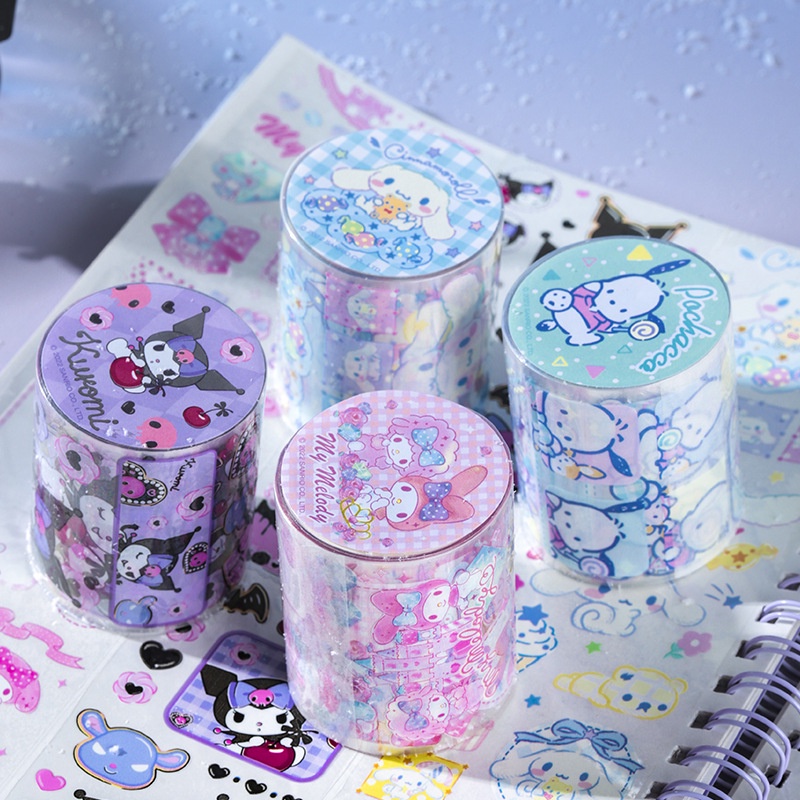 Sanrio kuromi giai điệu pochocca cinnamoroll Băng dầu đặc biệt Học sinh Dễ thương Trẻ em Hoạt hình kuromi Sổ tay diy Trang trí Sổ tay Nhãn dán