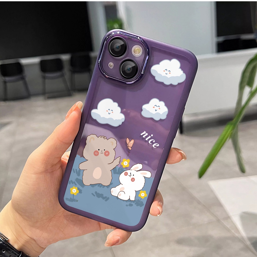 Miếng Dán Bảo Vệ lens Chụp Hình Bằng Kim Loại Hình Gấu / Thỏ / Đám Mây Cho iphone 14promax 11 13 12 7