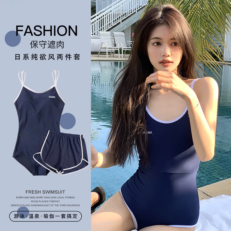One Bộ Đồ Bơi Liền Thân Sát Nách Màu Xanh Navy Dễ Thương Cho Học Sinh