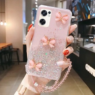 Ốp lưng Realme C51 C53 C55 C35 C33 C31 C30 C30S 11 11x9 8 7 6 Pro 5G C17 C11 2021 C20 C21 C12 C15 C25S C21Y C25Y Bướm Sang Trọng Có Dây Đeo Tay Mềm Chống Sốc Ốp Lưng