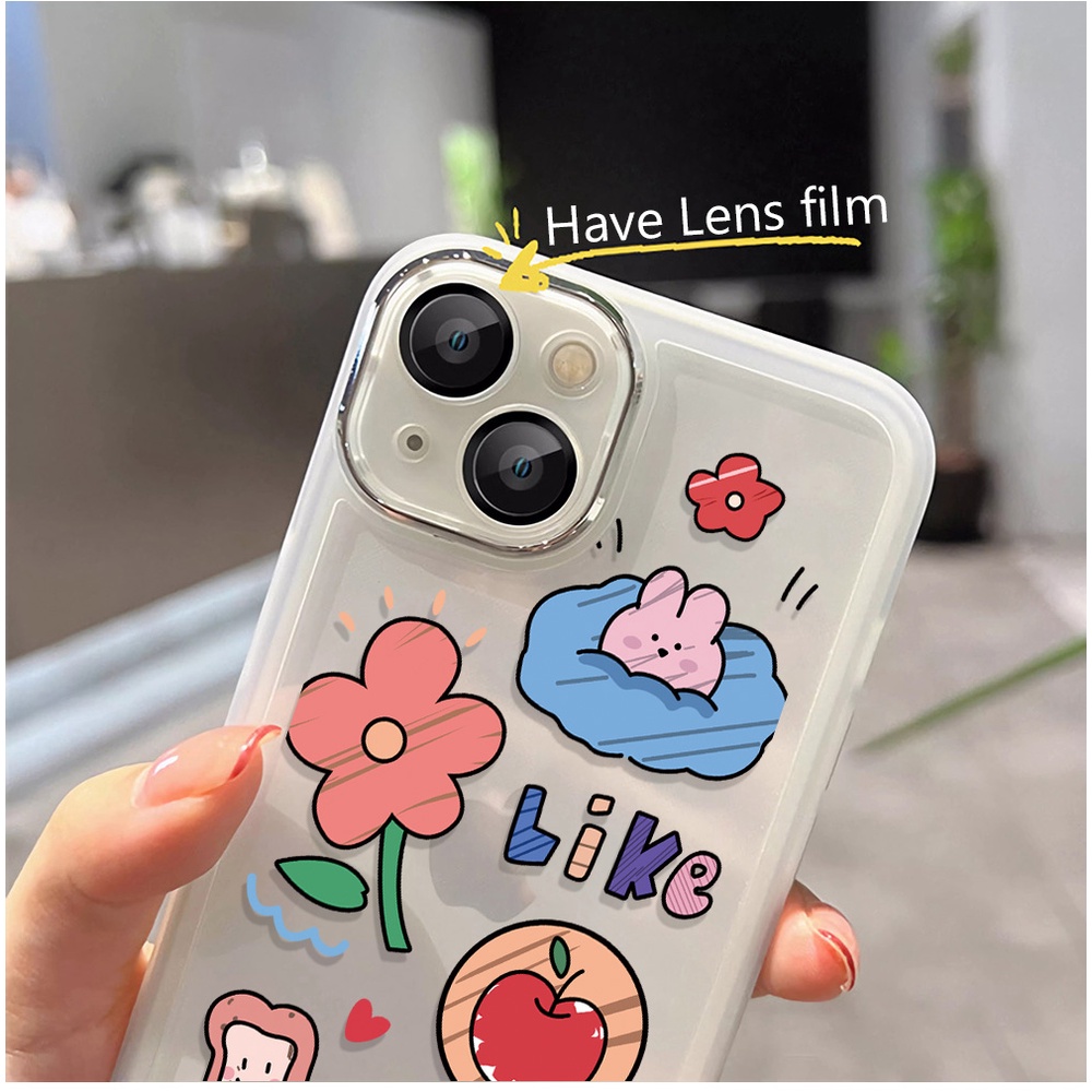 Ốp Điện Thoại Kim Loại In Hình Gấu / Cún Bảo Vệ lens Cho iphone 14promax 11 13 12 7Plus X XS Max