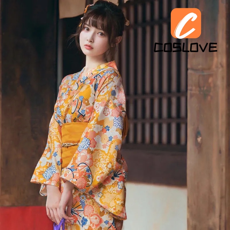 Trang Phục Kimono Truyền Thống Nhật Bản In Hoa Obi Cho Nữ
