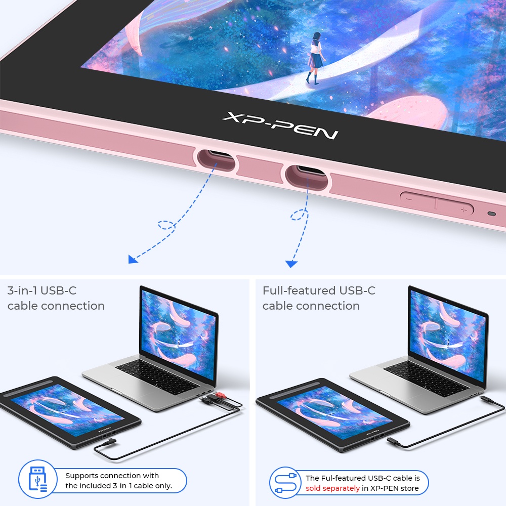 Dây cáp Type C Xppen cho bảng vẽ 10/ 12/ 13/ 16 thế hệ 2