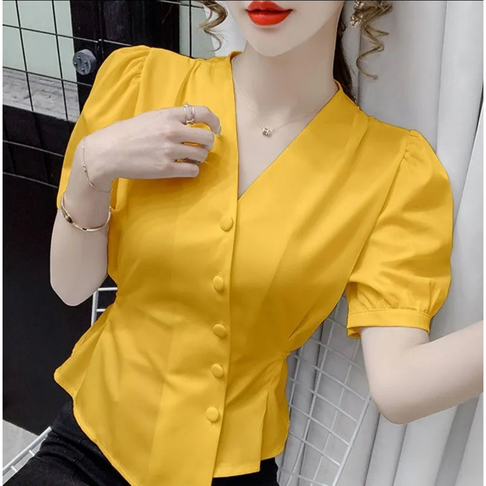 Áo Sơ Mi Voan Dài Tay Cổ Vuông Dáng Rộng Thời Trang Theo Phong Cách Phương Tây