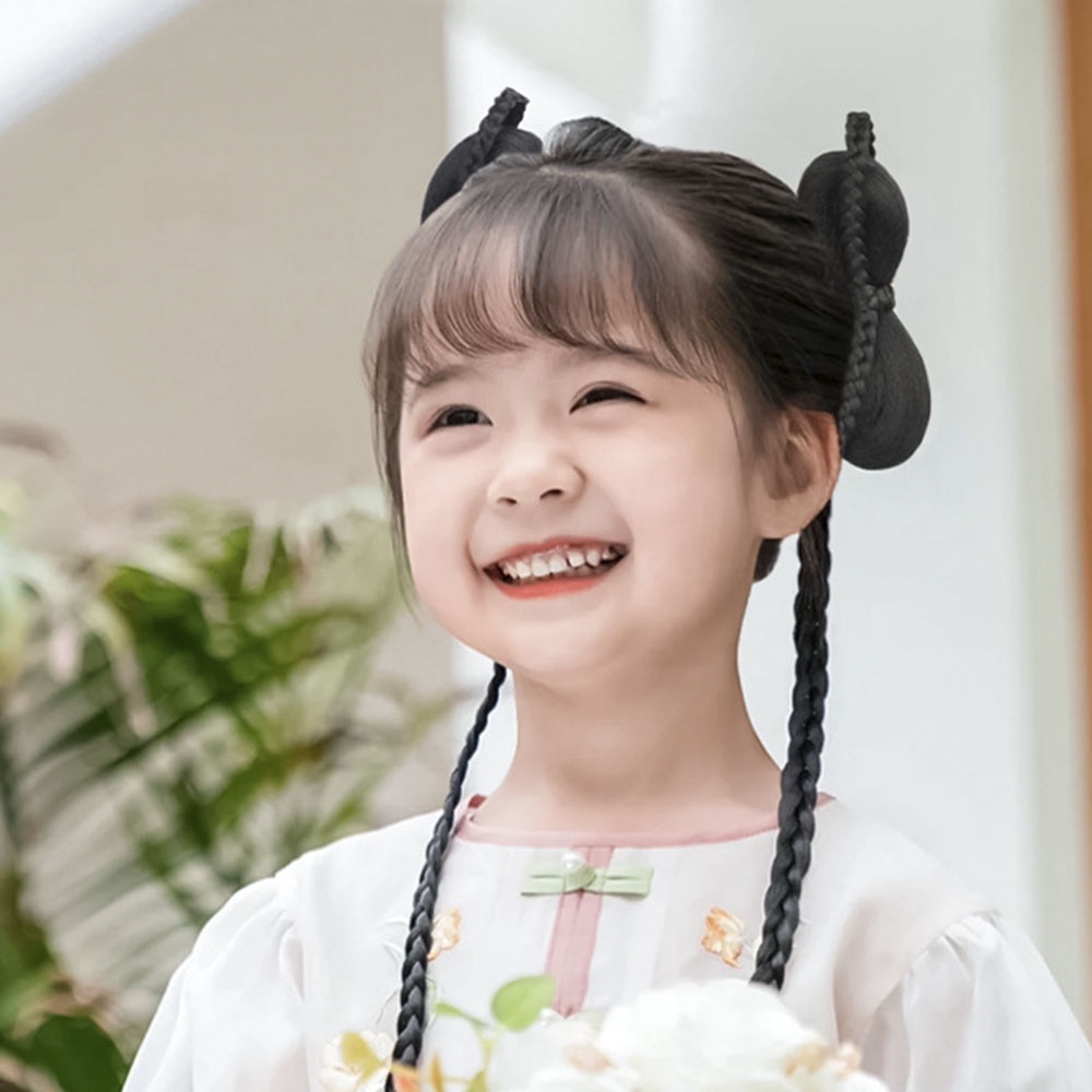 1 Bộ Tóc Giả Thắt Nơ Có Kẹp Dành Cho Bé Gái Chụp Ảnh