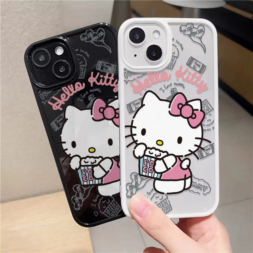 Ốp Điện Thoại Nhựa Acrylic Cứng Trong Suốt In Hình Hello Kitty Màu Hồng Cho iphone 14promax 11 13 12 7Plus 8 X XS Max