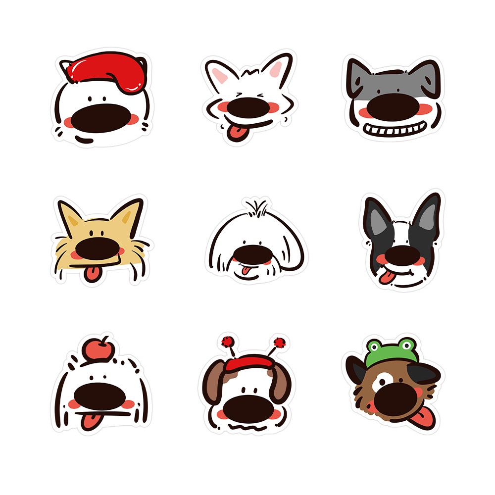 Set 60 Sticker Dog Emotion Trang Trí Điện Thoại, Laptop, Mũ Bảo Hiểm Chống Thấm Nước