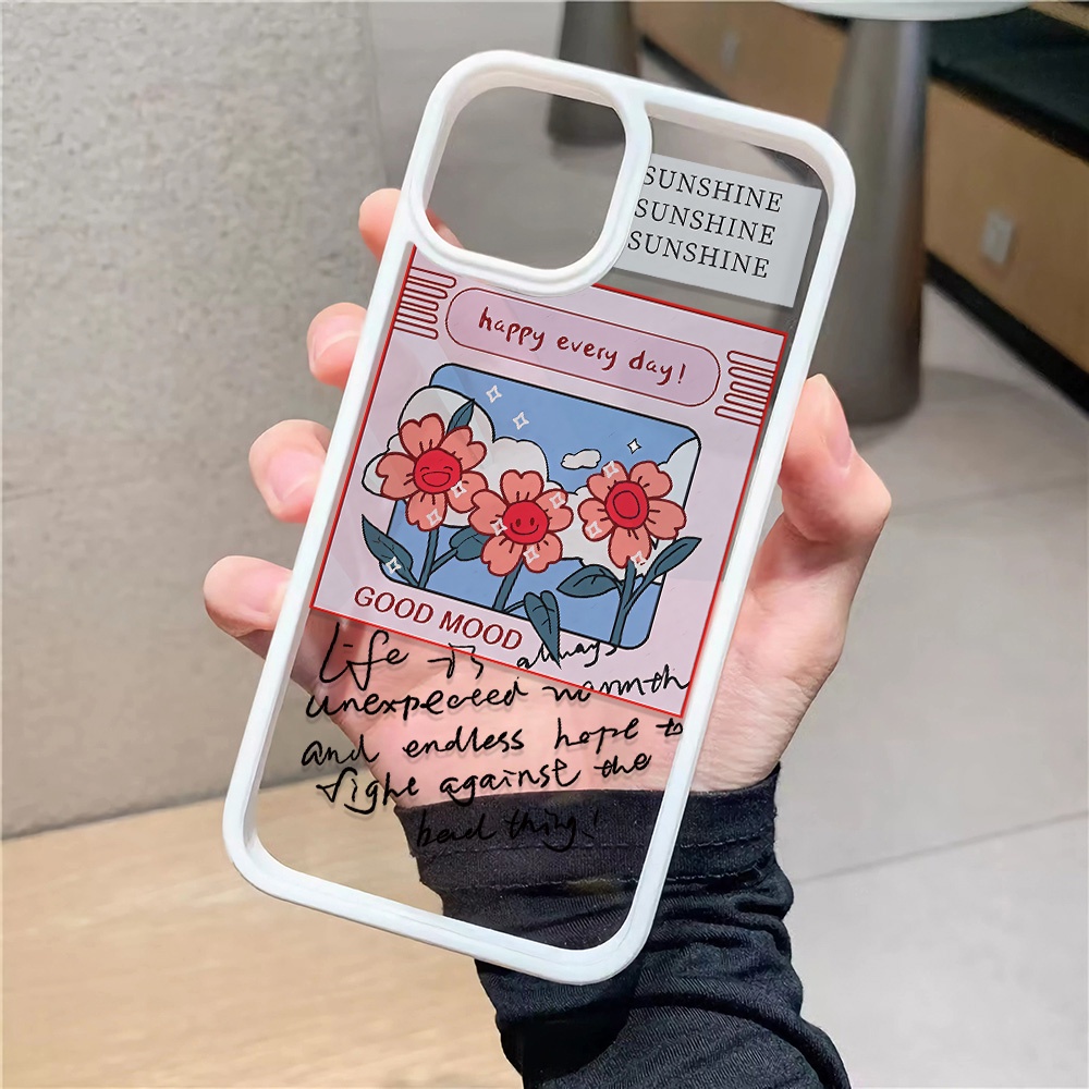 Ốp Điện Thoại Nhựa Acrylic Cứng Trong Suốt Hình Hoa Đỏ Cho iphone 14promax 11 13 12 7Plus 8 X XS Max