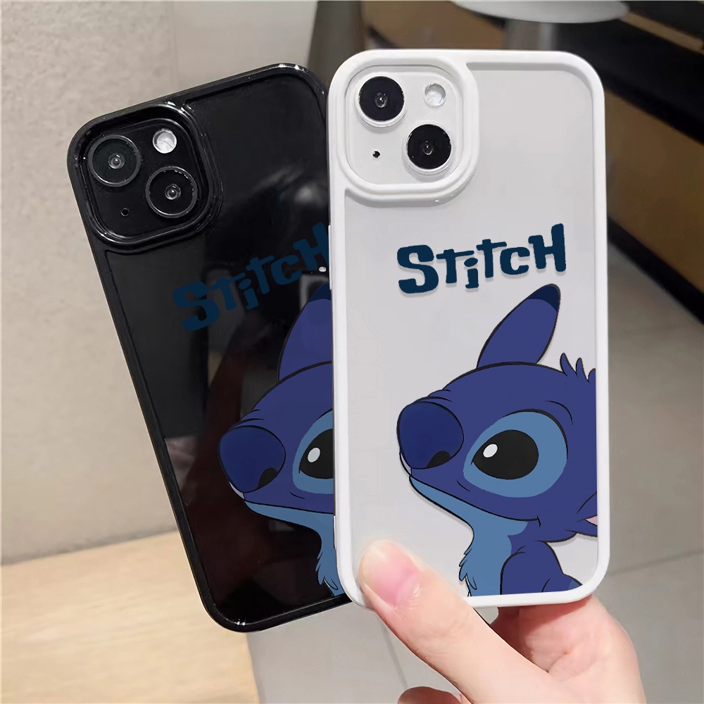 Ốp Điện Thoại Acrylic Cứng Trong Suốt Hình Stitch Xanh Dương Cho iphone 14promax 11 13 12 7Plus 8 X XS Max