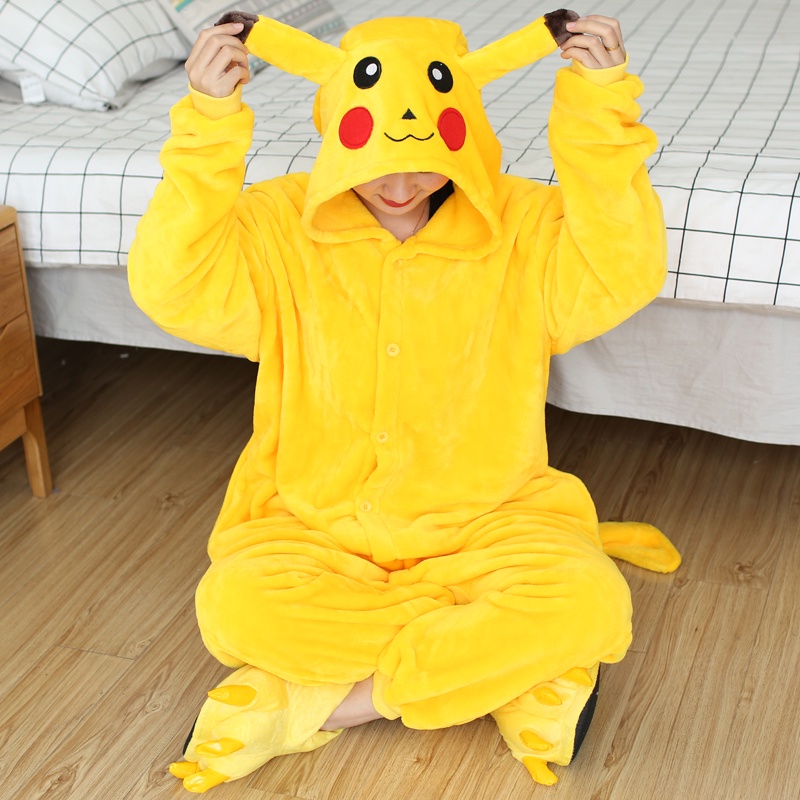 Bộ Đồ Ngủ Liền Thân Hóa Trang Nhân Vật Hoạt Hình Kigurumi Stitch Pikachu Ếch Gấu Trúc