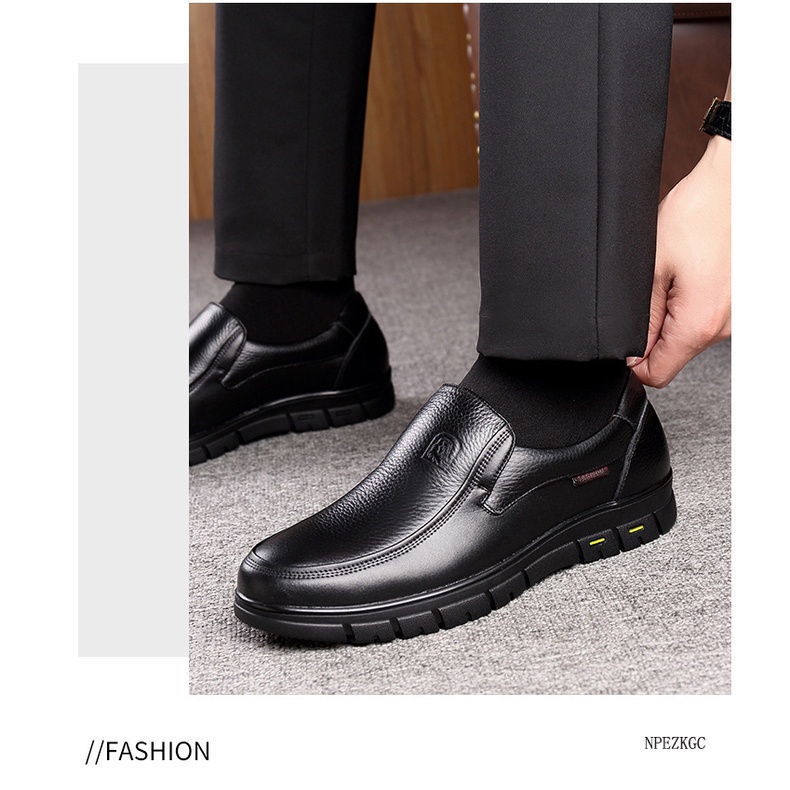Giày Lười Da Cao Su Lót Nhung Mềm Chống Trượt Thời Trang Thu Đông 2023 Cho Nam Size 38-46 Sang Trọng