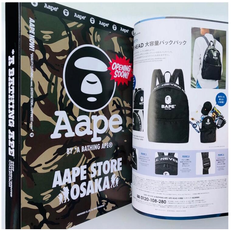 Bape ba lô giải trí mỏng túi xách công suất lớn