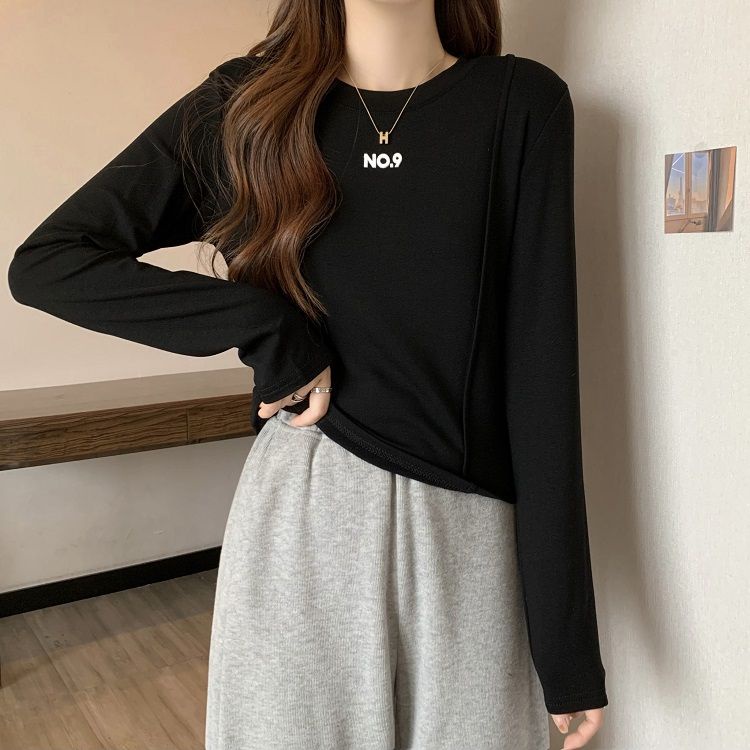 Áo Thun Tay Dài Màu Trắng Dáng Ôm Cỡ Lớn Thời Trang Thu Đông Mới Cho Nữ