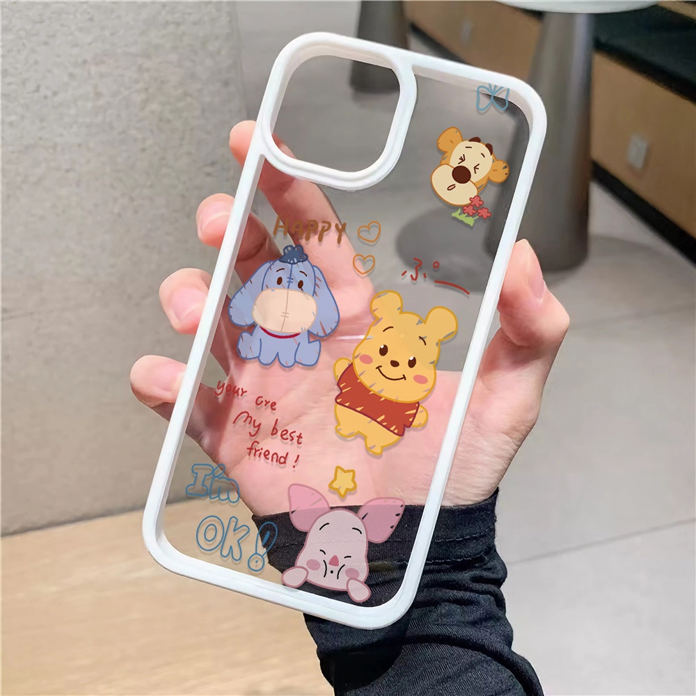 Ốp Điện Thoại Nhựa Acrylic Cứng Trong Suốt Hình Winnie the Pooh Cho iphone 14promax 11 13 12 7Plus 8 X XS Max
