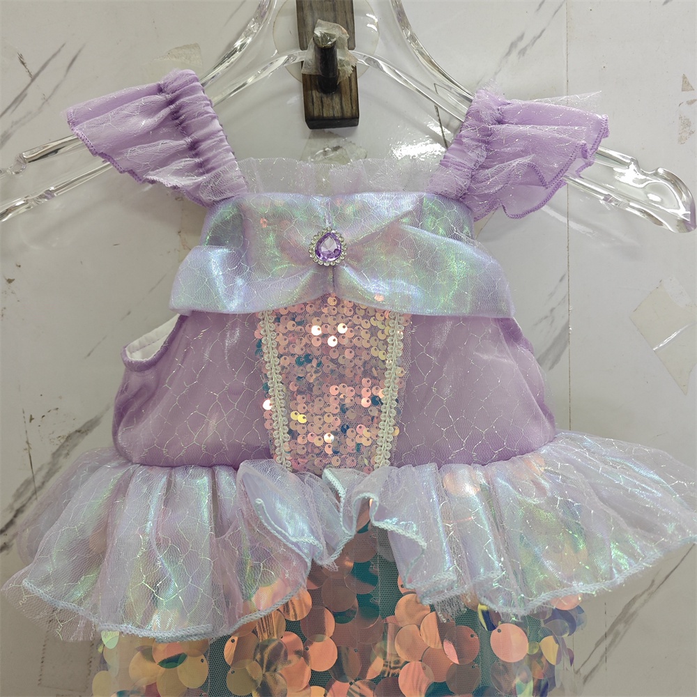 Đầm Công Chúa Tiên Cá Đính Kim Sa Lấp Lánh Cho Bé Gái