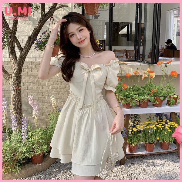 đâm babydoll váy babydoll Đầm Ôm Eo Tay Phồng Phong Cách Hepburn Cổ Điển Thời Trang Mùa Hè Kiểu Mới Cho Nữ
