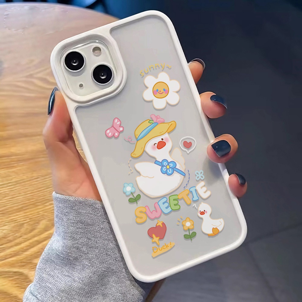 Ốp Điện Thoại Nhựa Acrylic Cứng Trong Suốt Hình Vịt Hoa Hướng Dương Cho iphone 14promax 11 13 12 7Plus 8 X XS Max