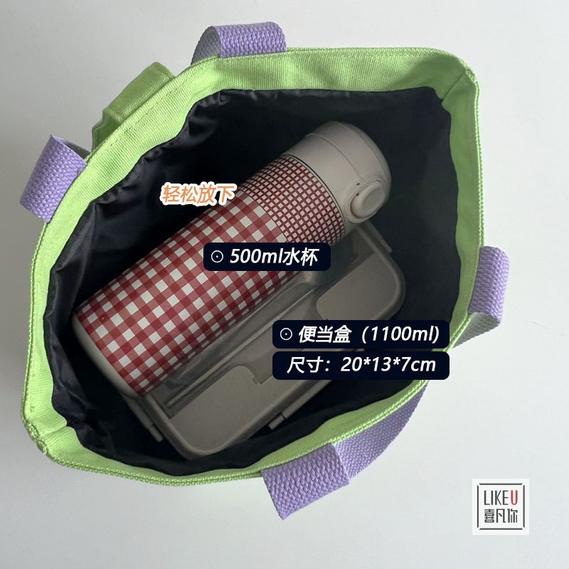 Túi xách đeo vai in hình thời trang đựng cơm trưa cho nữ