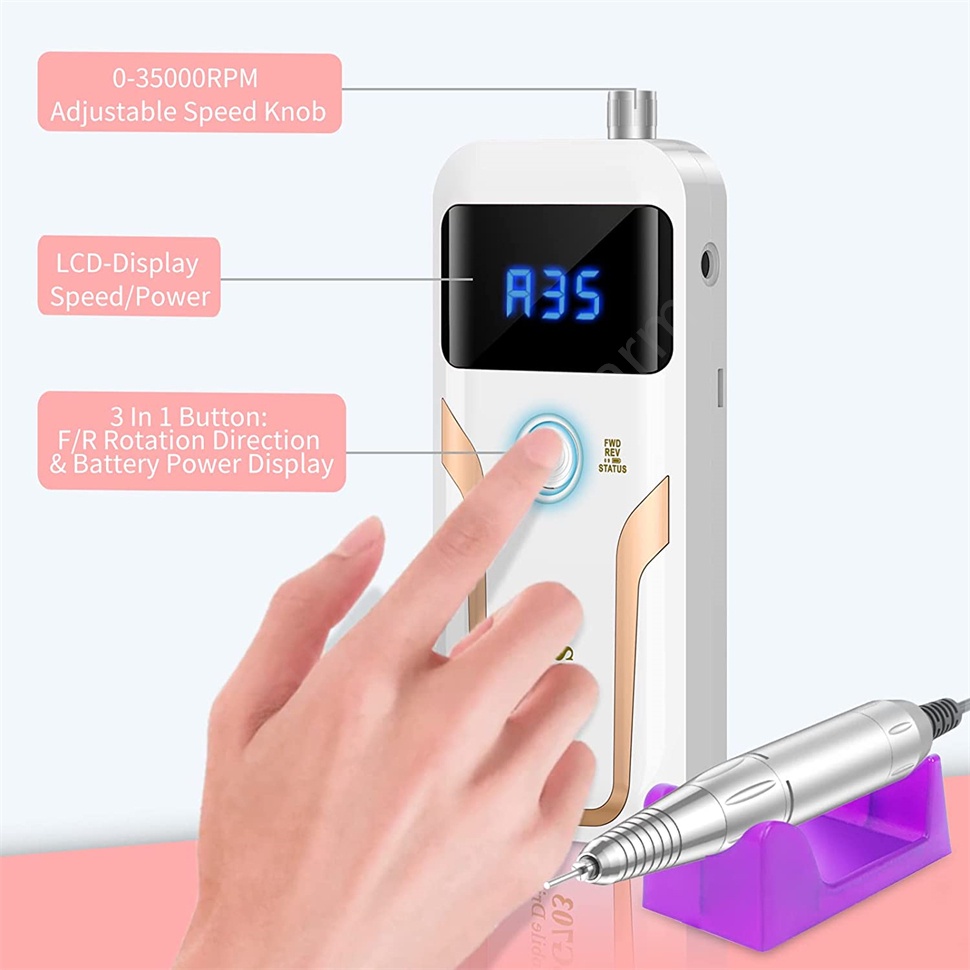 Máy Mài Móng Tay Không Dây Chuyên Nghiệp 3500RPM