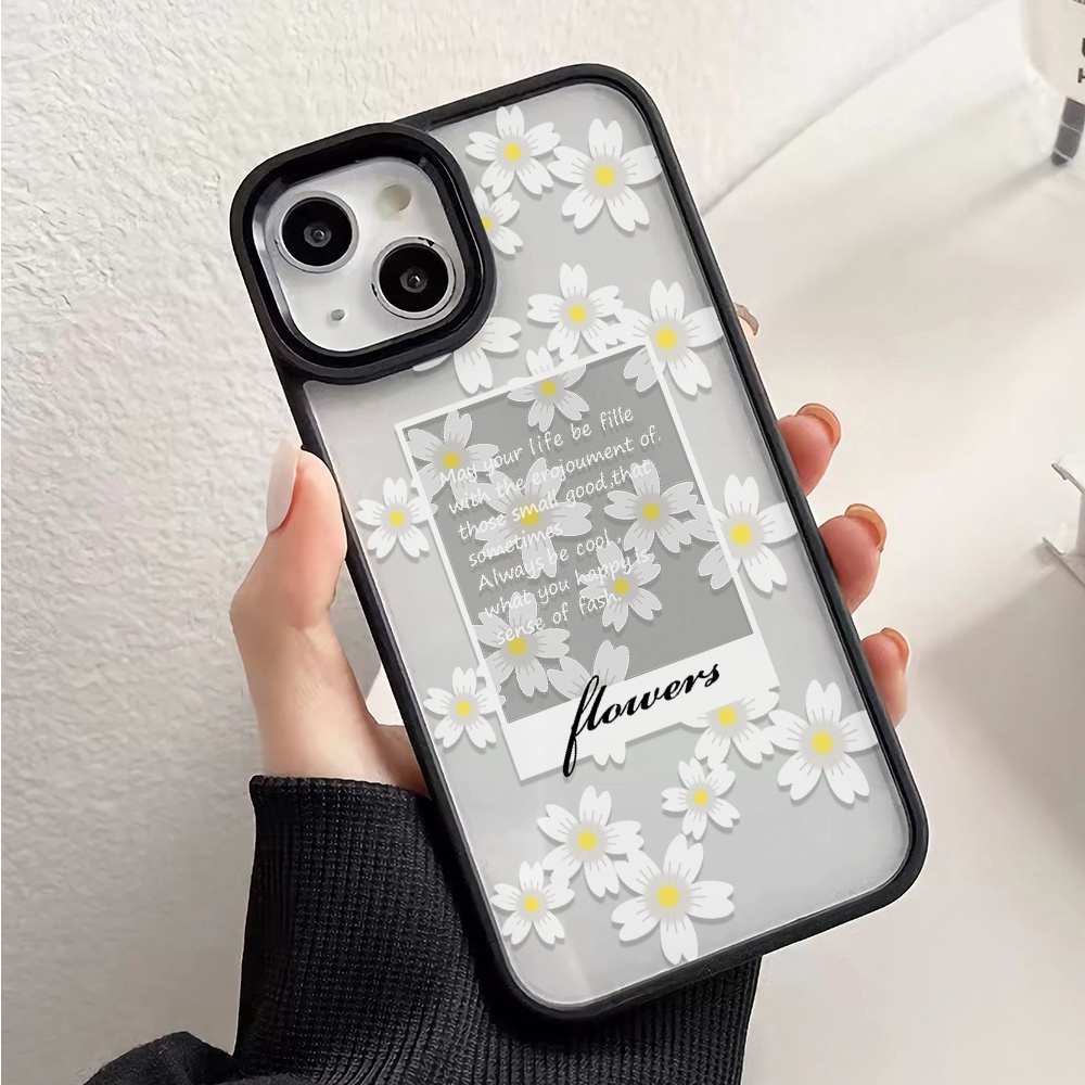 Ốp Điện Thoại Nhựa Acrylic Cứng Trong Suốt In Hình Hoa Trắng Thời Trang Cho iphone 14promax 11 13 12 7Plus 8 X XS Max