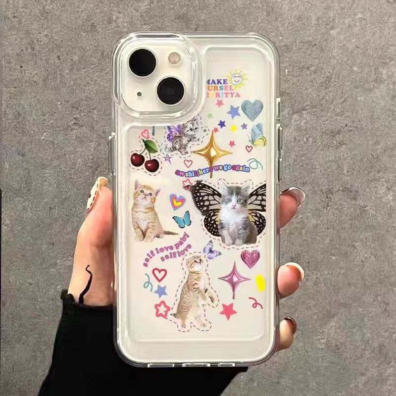 Ốp Điện Thoại Silicon TPU Mềm Trong Suốt In Hình Mèo Dễ Thương Cho IPhone 14 13 12 11 Pro Max XS XR X 8 7 6S Plus SE 2020