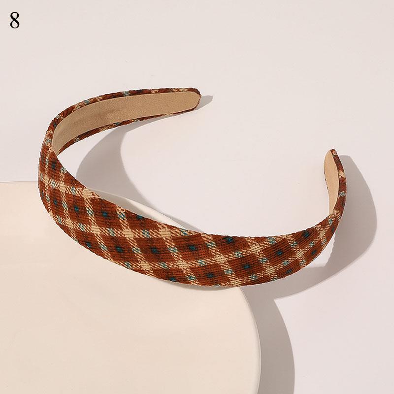 Băng Đô Cài Tóc Vải Nhung Kẻ Sọc Caro Màu Trơn Phong Cách Cổ Điển Thời Trang Cho Nữ Màu Sắc