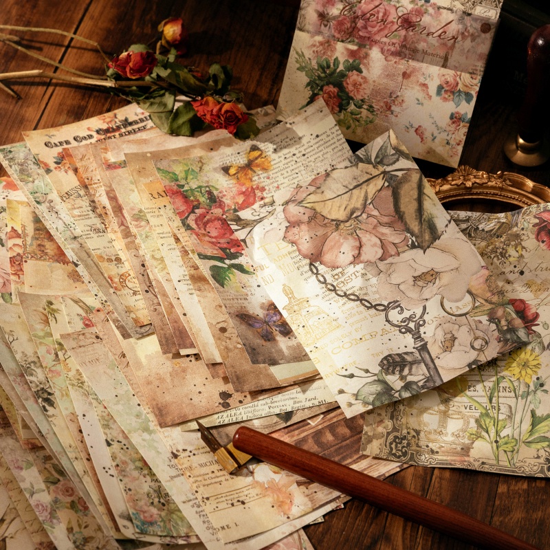 Bộ 100 Giấy Dán Dùng Trang Trí Sổ Tay Phong Cách Vintage