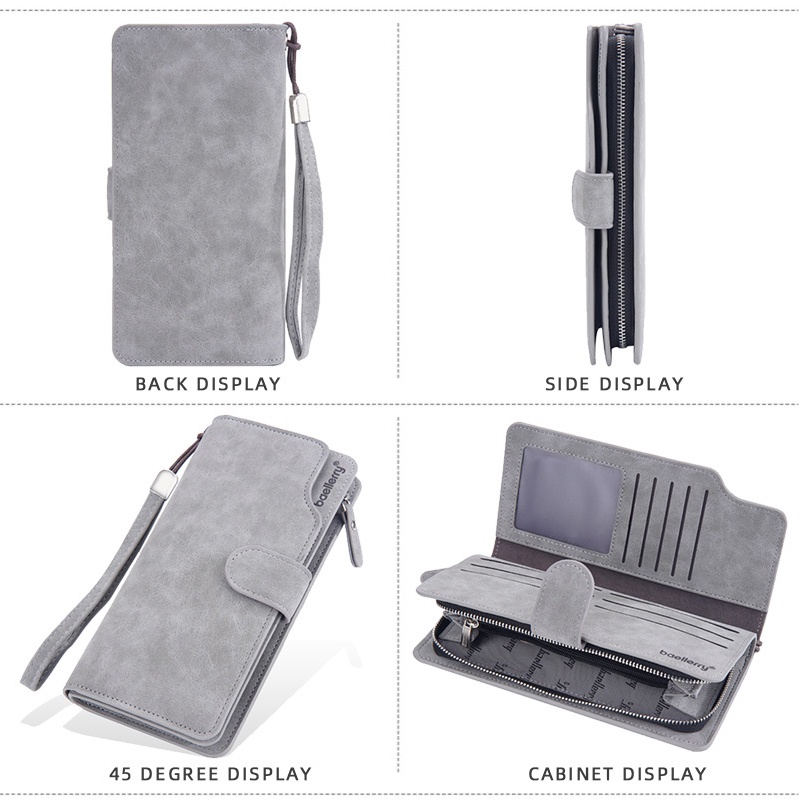 Baellerry Ví Nam Dáng Dài Sức Chứa Lớn Có Khóa Kéo Phong Cách retro