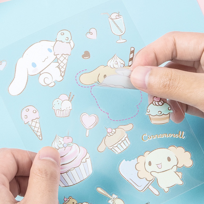 Hình Dán Thú Cưng Sanrio Chất Liệu Trong Suốt, Một Gói Bốn Tấm, Kuromi, Cinnamoroll, Melody