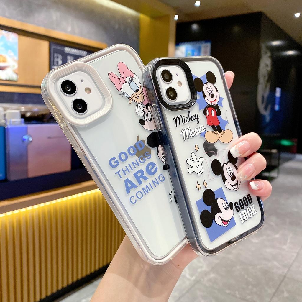 Ốp Điện Thoại Trong Suốt in Hình Mickey 3 Trong 1 Cho iPhone 14Promax 13 12 11 7Plus X Xs Max XR