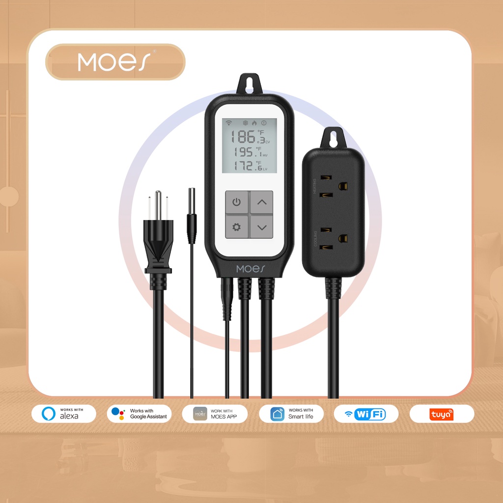 WiFi Kỹ thuật số Nhiệt độ Ổ cắm Ổ cắm Nhiệt Chế độ Làm mát Chế độ Làm mát Carboy Aquarium Home Brewing Tuya Điều khiển ứng dụng Smart Life