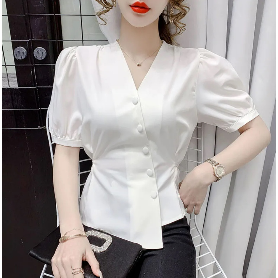 Áo Sơ Mi Voan Dài Tay Cổ Vuông Dáng Rộng Thời Trang Theo Phong Cách Phương Tây
