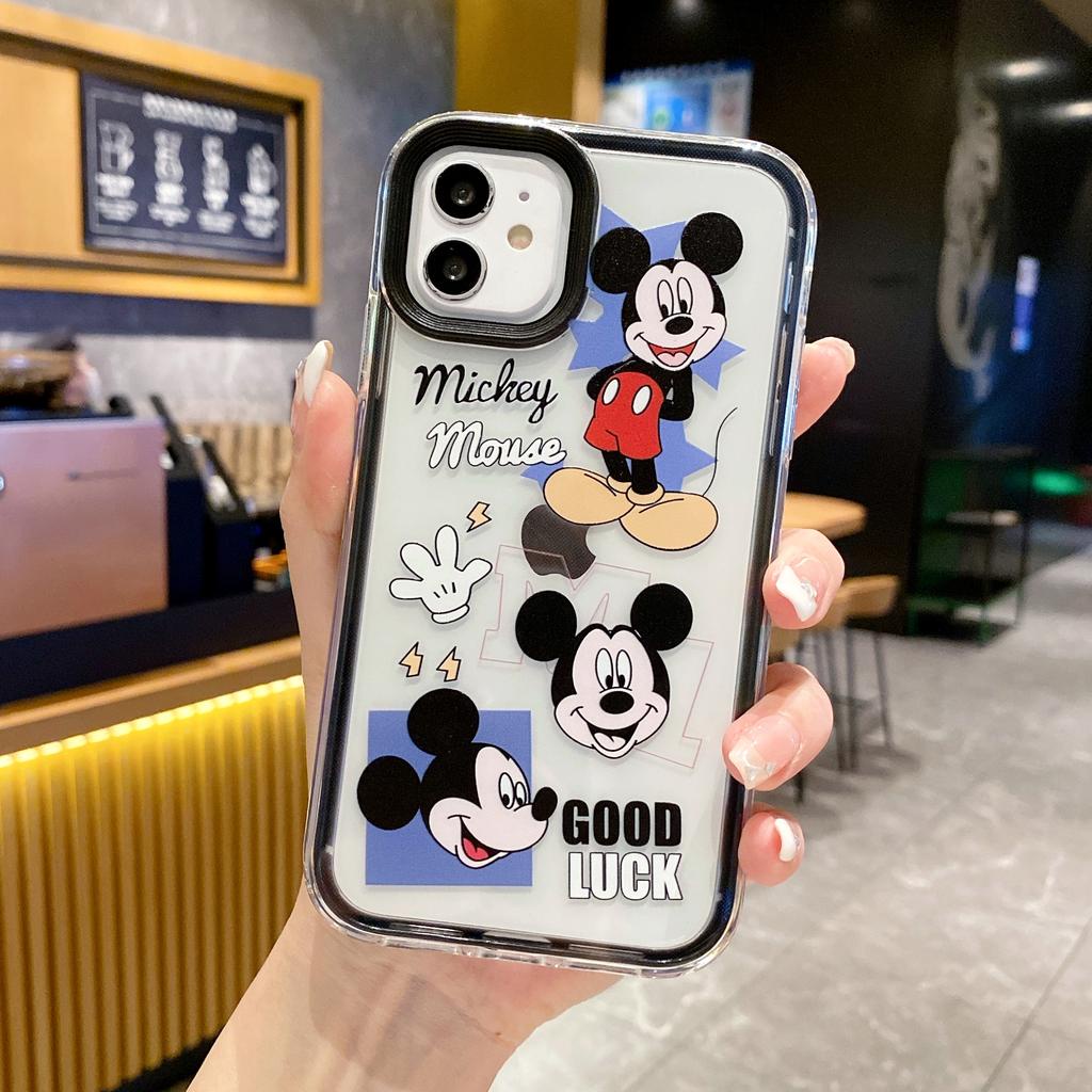 Ốp Điện Thoại Trong Suốt in Hình Mickey 3 Trong 1 Cho iPhone 14Promax 13 12 11 7Plus X Xs Max XR